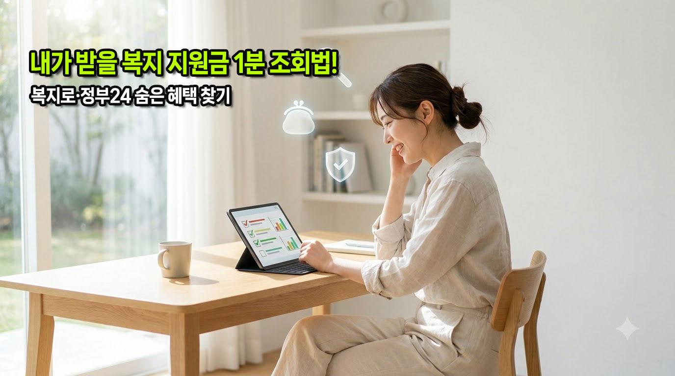 스마트폰과 태블릿으로 복지로 및 정부24 맞춤형 복지 지원금을 조회하는 모습