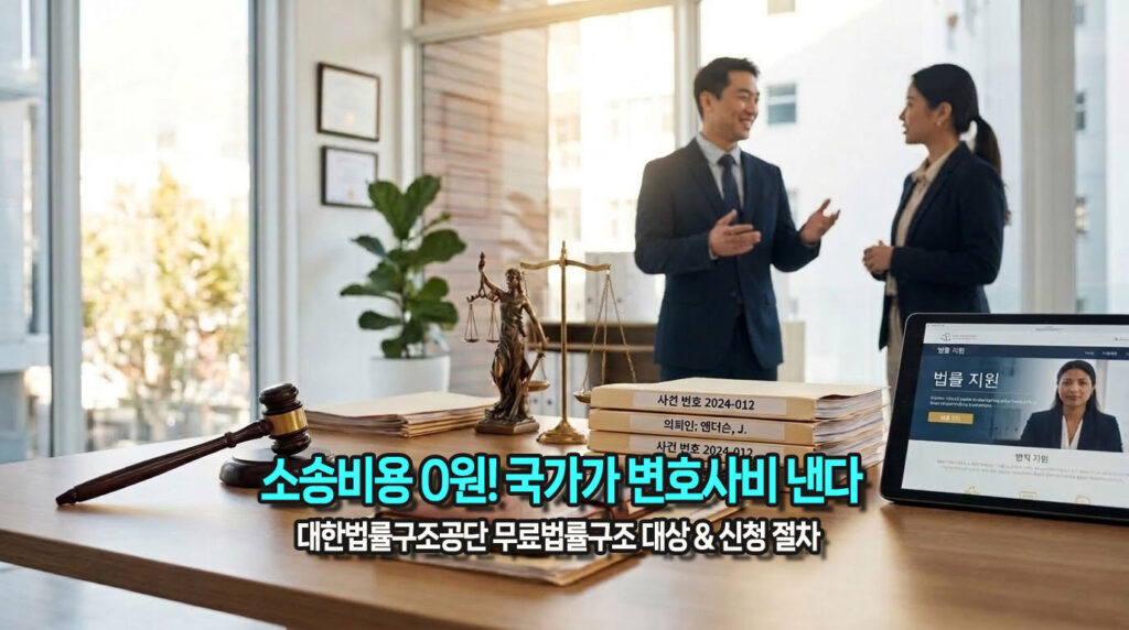 대한법률구조공단 무료 소송대리 및 소송비용 전액 지원 안내 대표 인포그래픽