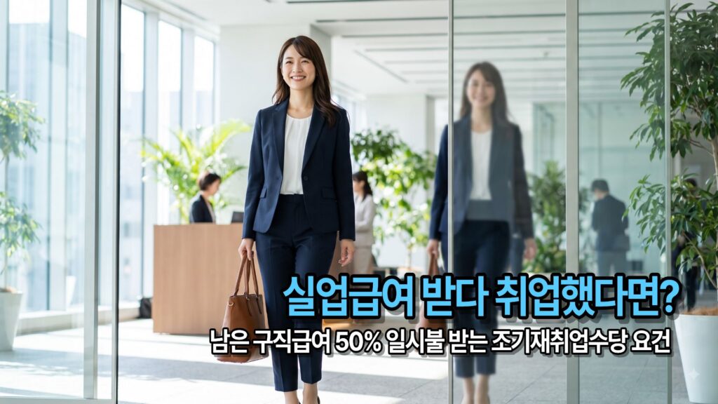 실업급여 수급 중 조기 취업 시 잔여 급여를 일시불로 받는 조기재취업수당 신청 요건 안내