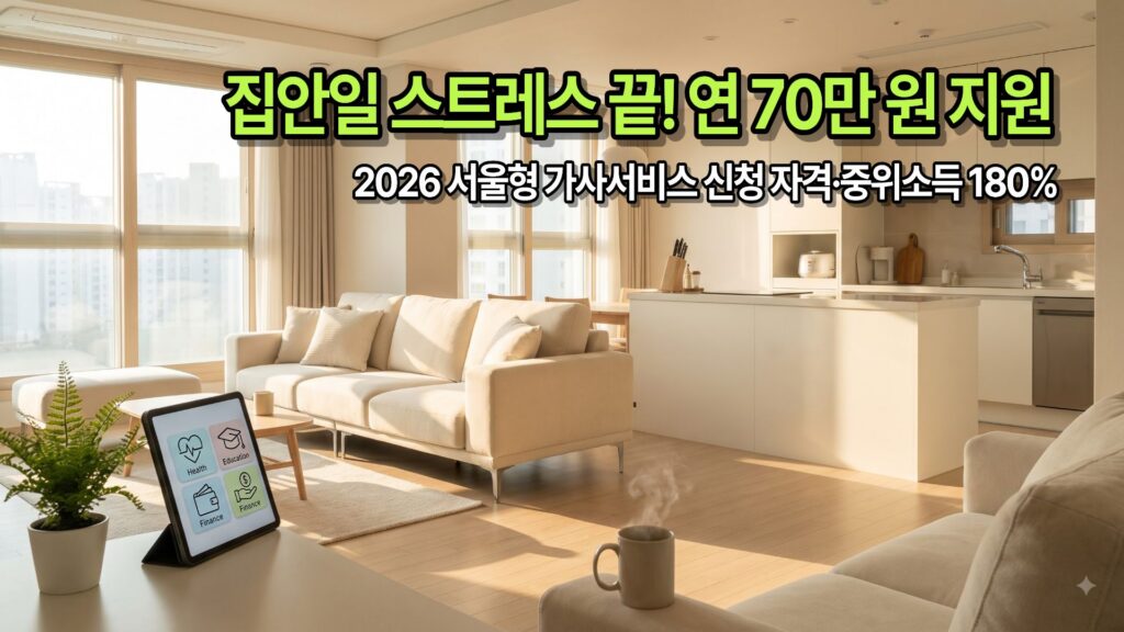 서울형 가사서비스 지원 자격 및 70만 원 바우처 신청 방법 안내 배너